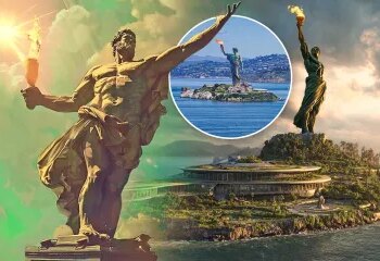 Momento de terror: la enorme 'Estatua de la Libertad' de 78 pies COLAPSA en una brutal tormenta de 55 mph y la hace desmoronarse al suelo