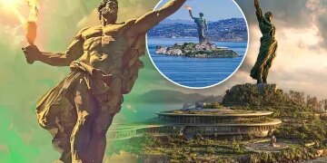 Momento de terror: la enorme 'Estatua de la Libertad' de 78 pies COLAPSA en una brutal tormenta de 55 mph y la hace desmoronarse al suelo