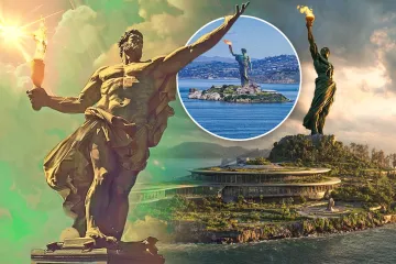 Momento de terror: la enorme 'Estatua de la Libertad' de 78 pies COLAPSA en una brutal tormenta de 55 mph y la hace desmoronarse al suelo