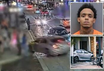 Momento dramático: Ferrari robado se estrella contra una línea eléctrica provocando una explosión eléctrica cegadora después de una persecución policial a alta velocidad