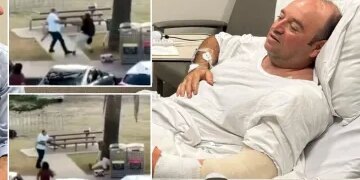 Momento horrible: una pareja de transeúntes héroes intenta desesperadamente desarmar al pistolero de Bondi