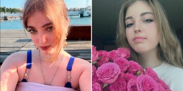 Un collage de imágenes que contiene 2 imágenes, la imagen 1 muestra a Afina Simeonidis, la imagen 2 muestra a Afina Simeonidis