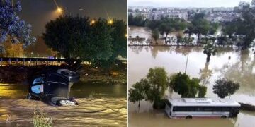 Tormenta roja alerta de nieve en las fiestas españolas en Canarias Navidad