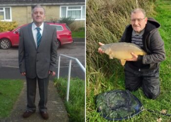 Un collage de imágenes que contiene 2 imágenes, la Imagen 1 muestra a William Eastment sosteniendo un pez capturado junto a un cuerpo de agua, la Imagen 2 muestra paquetes de metanfetamina en una maleta abierta, con el texto "ADUANAS DESCUBRE MÁS DE 5 KILOS DE METANFETAMINA EN MALETA CON DOBLEFONDO EN AEROPUERTO INTERNACIONAL."