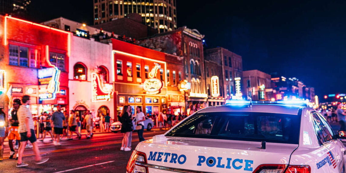 A Nashville Metro police car cruiser is parked in Nashville, Tennessee, on August 6, 2024.