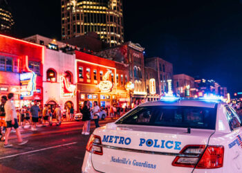 A Nashville Metro police car cruiser is parked in Nashville, Tennessee, on August 6, 2024.