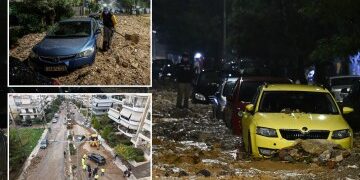 Ataúdes caen por un acantilado después de que una brutal tormenta provocara un deslizamiento de tierra en un cementerio en Italia mientras Europa se ve azotada por inundaciones mortales