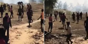 Esquiadora mutilada por un leopardo de las nieves salvaje y queda con sangre brotando de su rostro después de acercarse para tomar una foto de la bestia