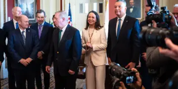 La líder de la oposición venezolana María Corina Machado antes de una reunión con legisladores en el Capitolio en Washington el 15 de enero de 2025. (Madalina Kilroy/La Gran Época)