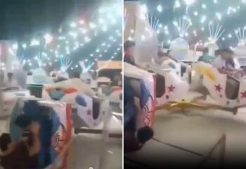 Momento aterrador: un columpio 'superpoblado' se derrumba en un recinto ferial, arrojando al suelo a niños que gritaban e hiriendo a 14 personas
