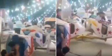 Momento aterrador: un columpio 'superpoblado' se derrumba en un recinto ferial, arrojando al suelo a niños que gritaban e hiriendo a 14 personas