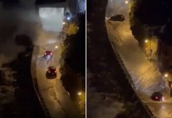 Momento de infarto: un parapente se hunde en el mar después de perder el control a 500 pies en el aire frente a los horrorizados bañistas