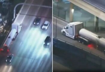 Momento dramático: un ladrón de autos que intentó robar un auto de la policía es atropellado y asesinado a tiros por la policía después de una persecución de 50 millas