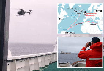 Momento en que Estados Unidos captura el segundo petrolero en la sombra cerca del Caribe al MISMO tiempo que el buque capturado frente al Reino Unido bajo la mirada del submarino Putin.