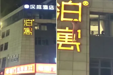 Momento impactante: un anciano se cae desde el piso 15 y se salva milagrosamente gracias a un riel para ropa que cuelga de una ventana plana