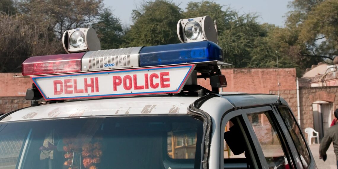 Coche de policía en Nueva Delhi, India