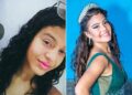 Un collage de imágenes que contiene 2 imágenes. La imagen 1 muestra a Soffia Del Valle Torrealba Ramos, de 15 años, posa en una foto sin fecha. La imagen 2 muestra a Soffia Del Valle Torrealba Ramos, de 15 años, posa en una foto sin fecha, con una tiara y un vestido verde con adornos.