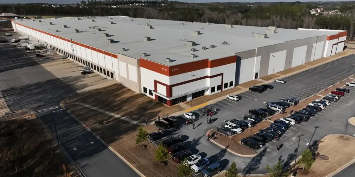 El centro electoral y centro de operaciones del condado de Fulton el 28 de enero de 2026, en Union City, Georgia, cerca de Atlanta, mientras agentes del FBI buscan en las principales instalaciones electorales. (Mike Stewart/Foto AP)