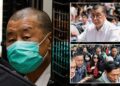 Un collage de imágenes que contiene 3 imágenes. La imagen 1 muestra: El magnate de los medios Jimmy Lai, fundador de Apple Daily, llega al Tribunal de Apelación Final en una furgoneta de prisión en Hong Kong. La imagen 2 muestra ARCHIVOS-TRIBUNAL POLÍTICO DE HONG KONG-CHINA. La imagen 3 muestra al magnate de los medios de Hong Kong Jimmy Lai sentenciado en el histórico juicio de seguridad nacional.