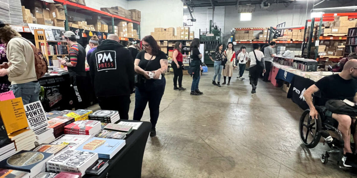PM Press hosts an anarchist book fair at its warehouse in Binghamton, New York, in 2025.
