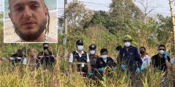 Un collage de imágenes que contiene 2 imágenes. La imagen 1 muestra a un turista ruso desaparecido, de 30 años, encontrado asesinado y desmembrado en la