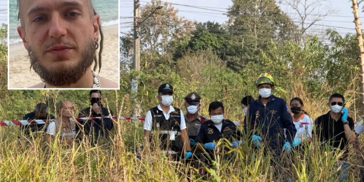 Un collage de imágenes que contiene 2 imágenes. La imagen 1 muestra a un turista ruso desaparecido, de 30 años, encontrado asesinado y desmembrado en la