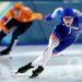 Jordan Stolz, del equipo de Estados Unidos, compite durante los 500 metros de patinaje de velocidad masculino en el octavo día de los Juegos Olímpicos de Invierno Milán Cortina 2026 en el Estadio de Patinaje de Velocidad Milano en Milán el 14 de febrero de 2026. (Elsa/Getty Images)