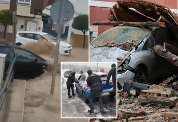 Videos impactantes muestran un lugar de vacaciones británico inundado por inundaciones después de que la terrible tormenta Kristin de 125 mph dejara seis muertos