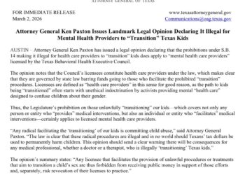 El fiscal general de Texas calumnia la terapia que afirma las identidades de los jóvenes trans como “abuso infantil”