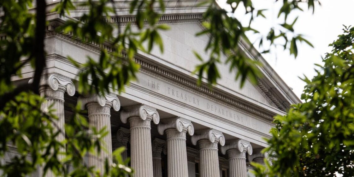 El Departamento del Tesoro de Estados Unidos en Washington el 8 de agosto de 2025. (Madalina Kilroy/The Epoch Times)