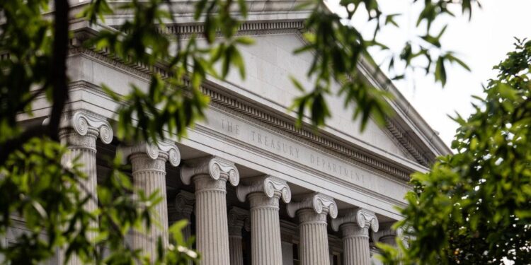 El Departamento del Tesoro de Estados Unidos en Washington el 8 de agosto de 2025. (Madalina Kilroy/The Epoch Times)