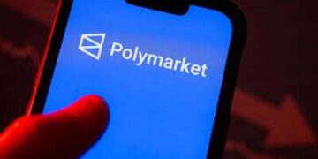 El logotipo de Polymarket visto en un teléfono inteligente.
