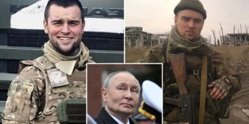 Un collage de imágenes que contiene 3 imágenes. La imagen 1 muestra a Yegor Guzenko enviado a un 'asalto de carne'. La imagen 2 muestra a Yegor Guzenko enviado a un 'asalto de carne'. La imagen 3 muestra a Rusia celebrando el Día de la Victoria en Moscú.